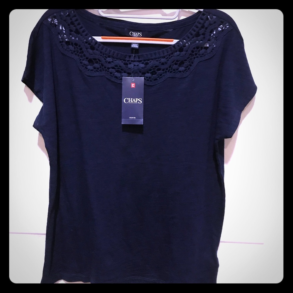 ❤️ Chaps Women’s Short Sleeve Navy Top‎